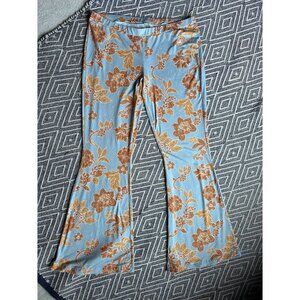 Free People Make A Statement Floral Flare Pants in Cloud Combo Size Large